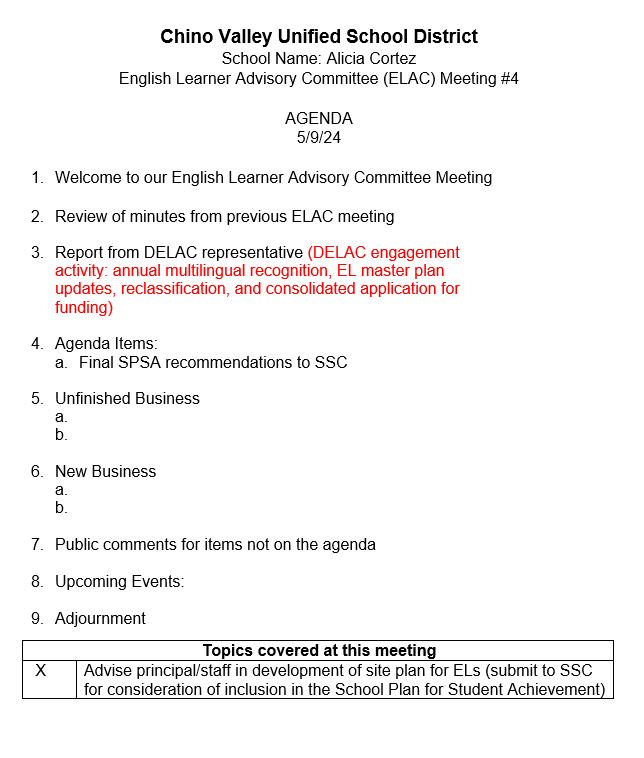 ELAC / ELAC Agenda 4